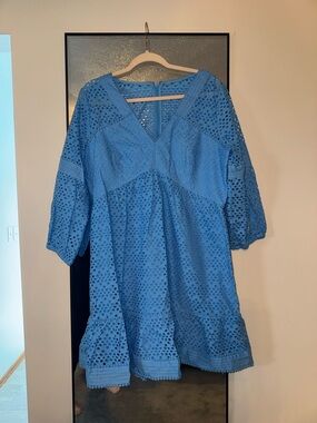 Lilly Pulitzer Cornflower Blue Eyelet V-Neck Tunic